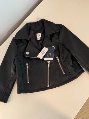 Baby GAP Black Faux Leather Moto Jacket - 18-24 months
